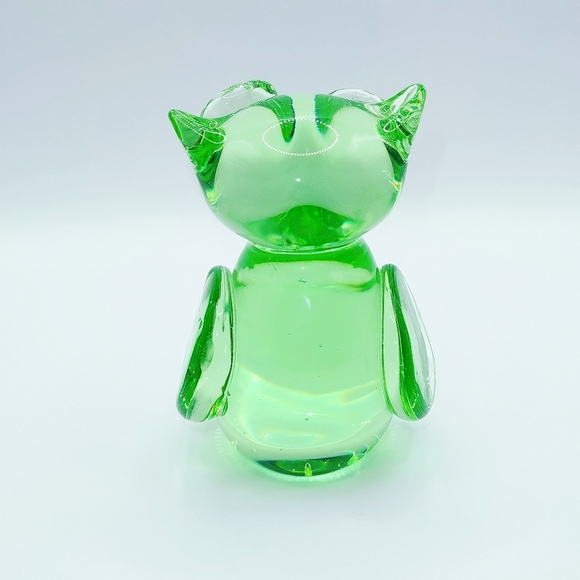 Vintage Art Glass Owl Light Green - Picture 3 of 12